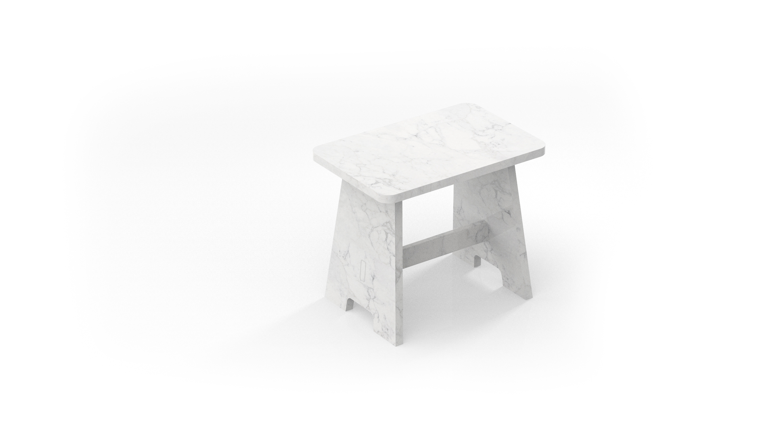 stool in white carrara marble