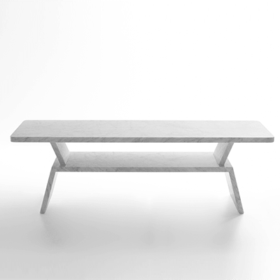 Aspetta bench in marble design by Maddalena Casadei