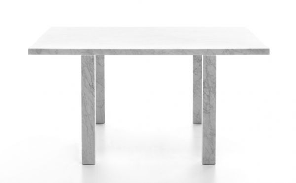 Modular table system, in White Carrara marble, matt polished finish