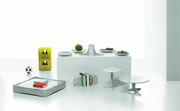 table and console in white marble desing by ross lovegrove