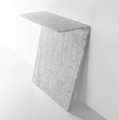 tilt console in white marble