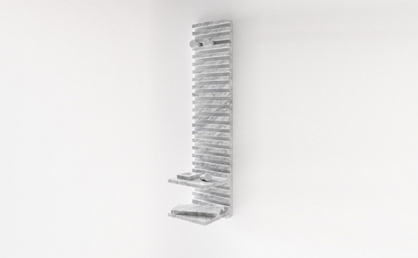 Place wardrobe Philippe Malouin 2017 Appendiabiti, sistema modulare a parete, in marmo Bianco di Carrara, finitura levigata disponibile anche in marmo Nero Marquina, finitura levigata