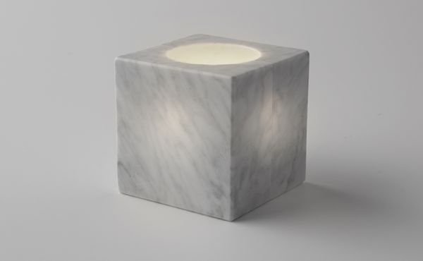 sphere design by nendo in white marble