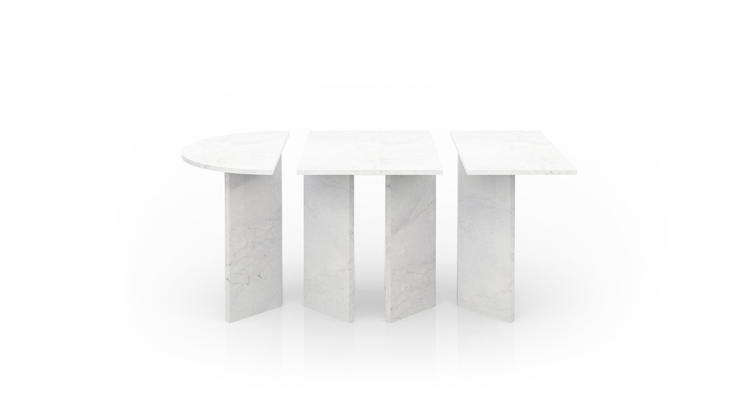 modular table in white carrara marble Split Joint